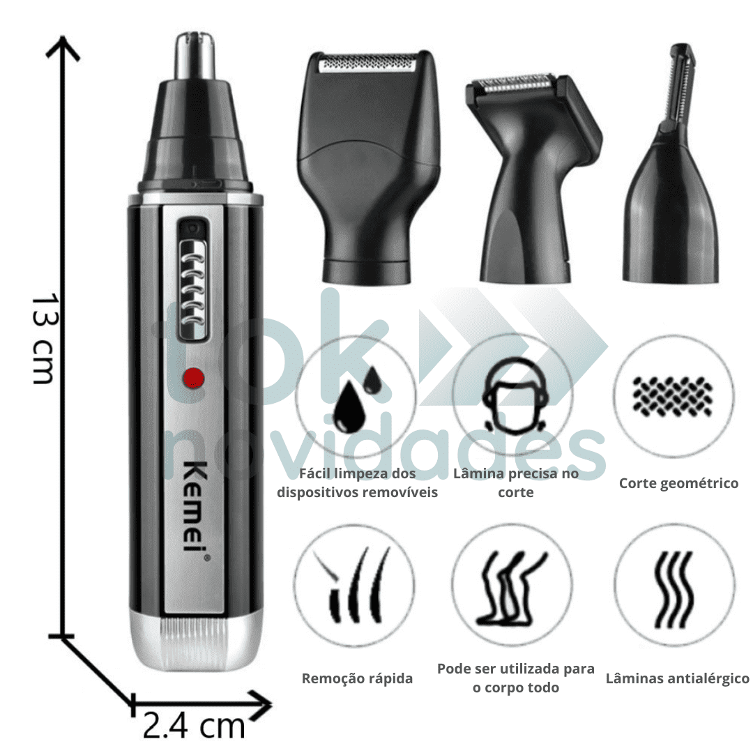 Barbeador Elétrico 4 em 1 Modelo Kemei 4.0