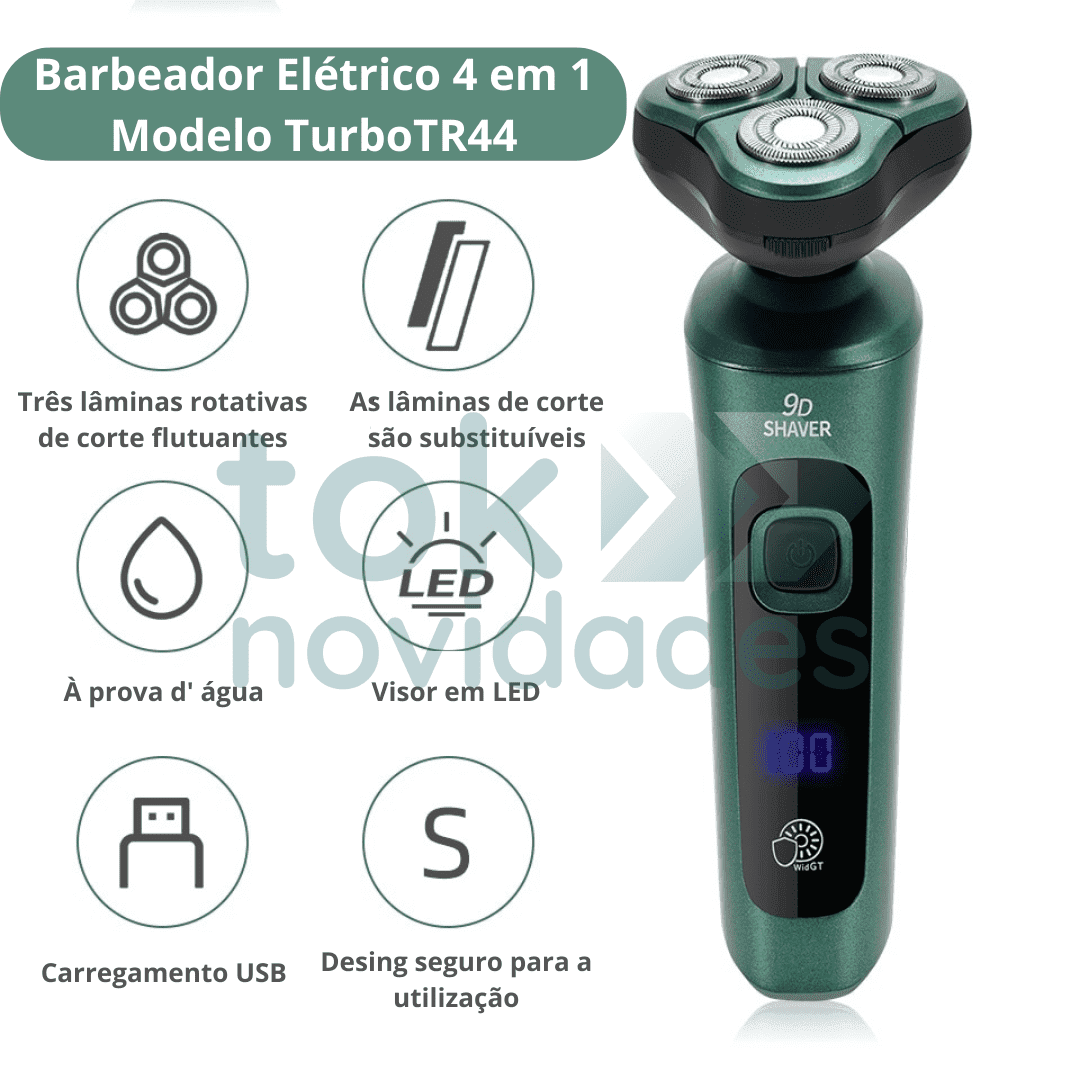 Barbeador Elétrico 4 em 1 Modelo TurboTR44