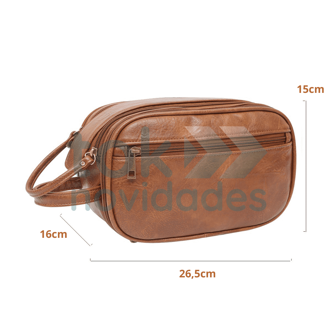 Bolsa de Higiene Pessoal Masculina Modelo Couro PU